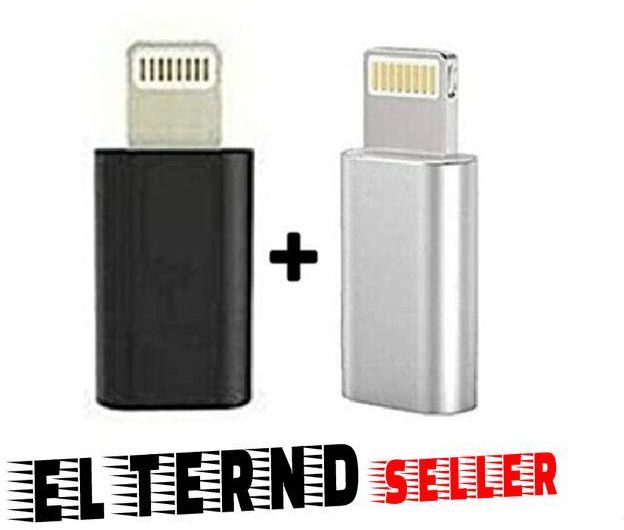 OTG Adapter From Micro Female To IPhone Male - 2 Pcs - Black And Silver