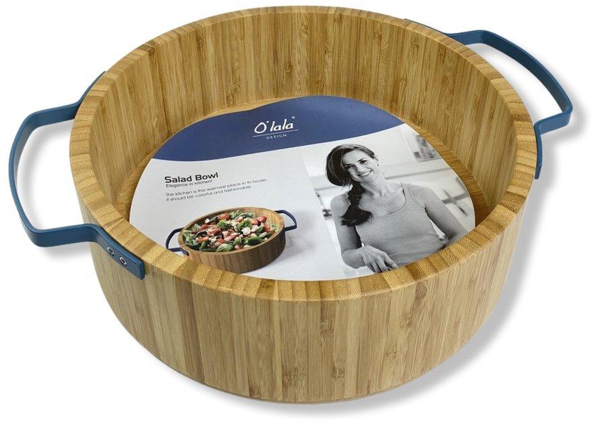 O'lala Large Wooden Salad Bowl With Handles - SK-9449