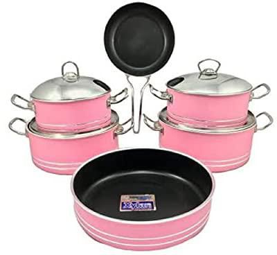 Tefal Set 10 Pcs Pure Stainless Steel With Hand Lid And Heat Dispenser Made By Turkish Color Rose