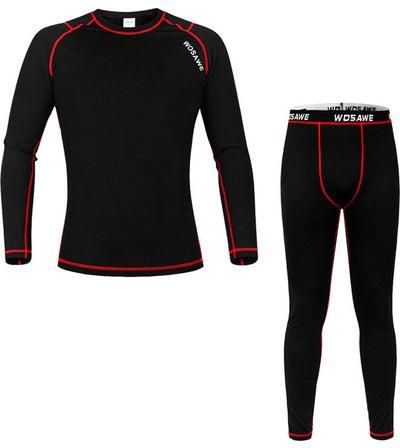 Men Long Sleeve Thermal Fleece Lined Compression Underwear Set Bicycle Jersey Base Layer Shirt and Pants Leggings for Cycling Running Jogging L 35*5*25cm