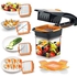 REMOTION Multi-Purpose Vegetable Cutter and Fruit Chopper, Fruit Grater, Slicer Dicer, Chipper, Peeler, Hand Chopper | Sharp Blade 5 in 1 Cutter with Detachable Container