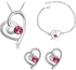 18K White Gold Plated Austrian Heart Crystal Jewellery Set Pink