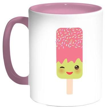 Cartoon Ice Cream Printed Coffee Mug Pink/Green/White