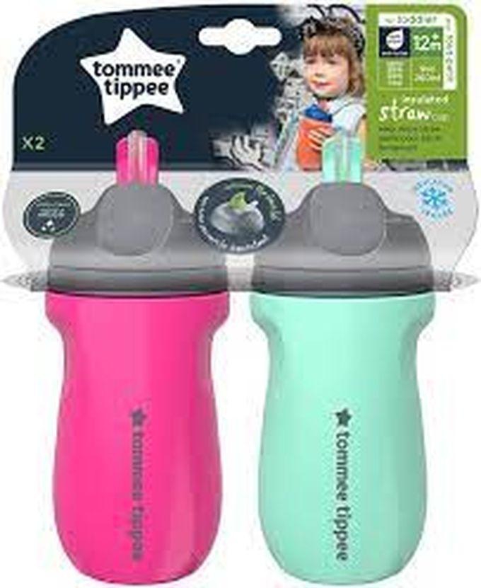 tommee tippee Insulated Straw Cup For Toddlers, Spill-Proof 12m+Blue And Purple
