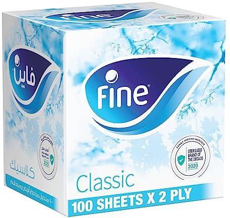Fine® Facial Tissue Box 100 Sheets X 2 Ply - Fine Cubic Classic Sterilized Tissues For Germ Protection.
