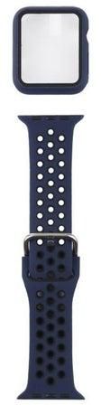 Ethnic Replacement Watchband with Protective Case For Apple Watch 4/5/6/SE 44mm Blue/Black