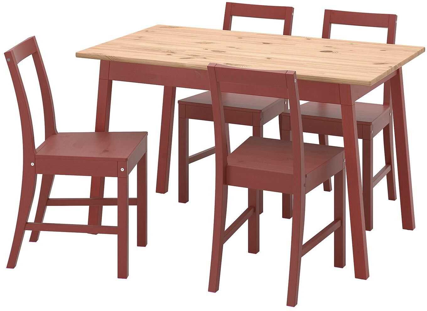 PINNTORP / PINNTORP Table and 4 chairs - light brown stained red stained/red stained 125 cm