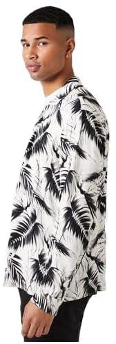 FOREVER21 Men Tropical Print Long-Sleeve Shirt