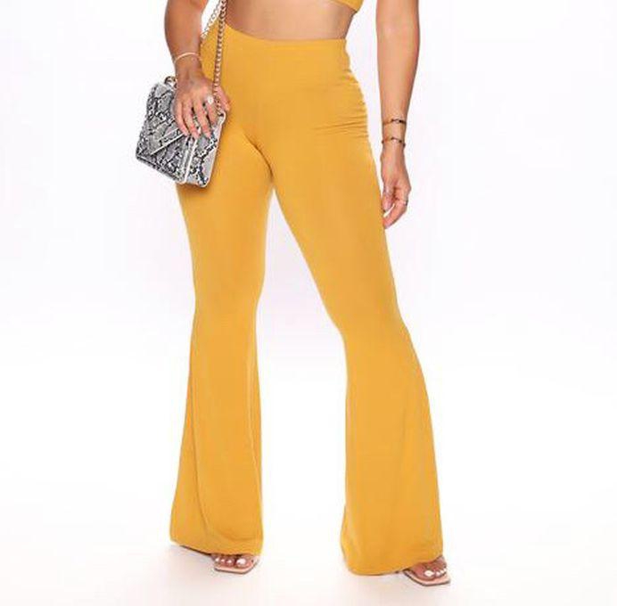 Yellow Palazzo Trouser Pant For Women