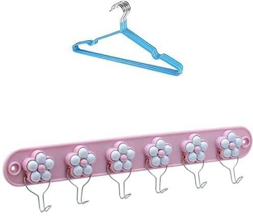 Bundle Metal hanger blue 10 pieces +Rose shape plastic hanger 6 * 1 (36 * 6 * 0.5cm) - mauv* white