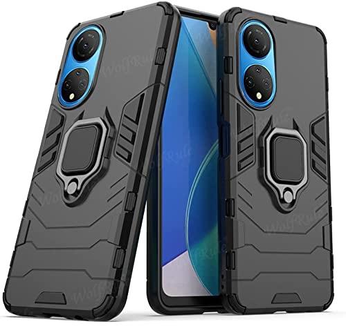 Back Cover Heavy Duty Anti Shock With Kickstand Ring Compatible With Honor X7 (Black)