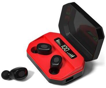 Bluetooth In-Ear Earphones With LED Digital Display Charging Case Red/Black