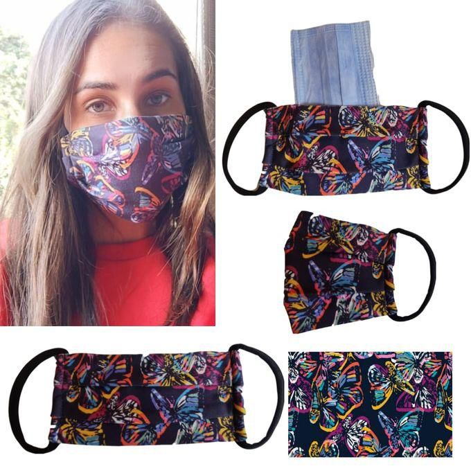 aZeeZ Colorful Butterflies Women Face Mask - 3 Layers + 5 SMS Filter