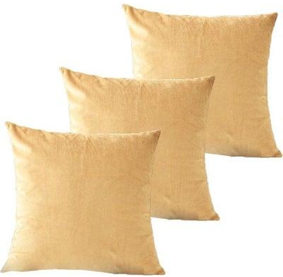 3-Piece Velvet Decorative Filled Cushion Beige