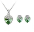 Swarovski Elements 18K White Gold Plated Jewelry Set Encrusted With Green Swarovski Crystals and Matching Earrings, SWR-459