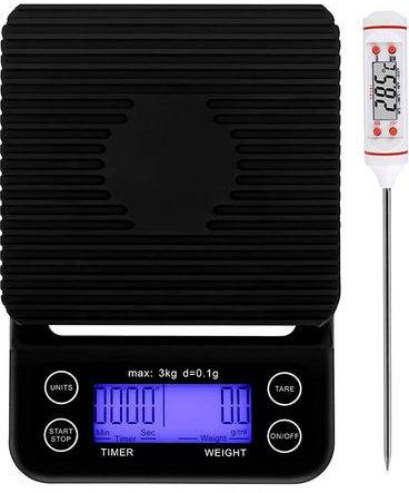 Coffee Digital Scale With Timer And Thermometer Black/White 18cm