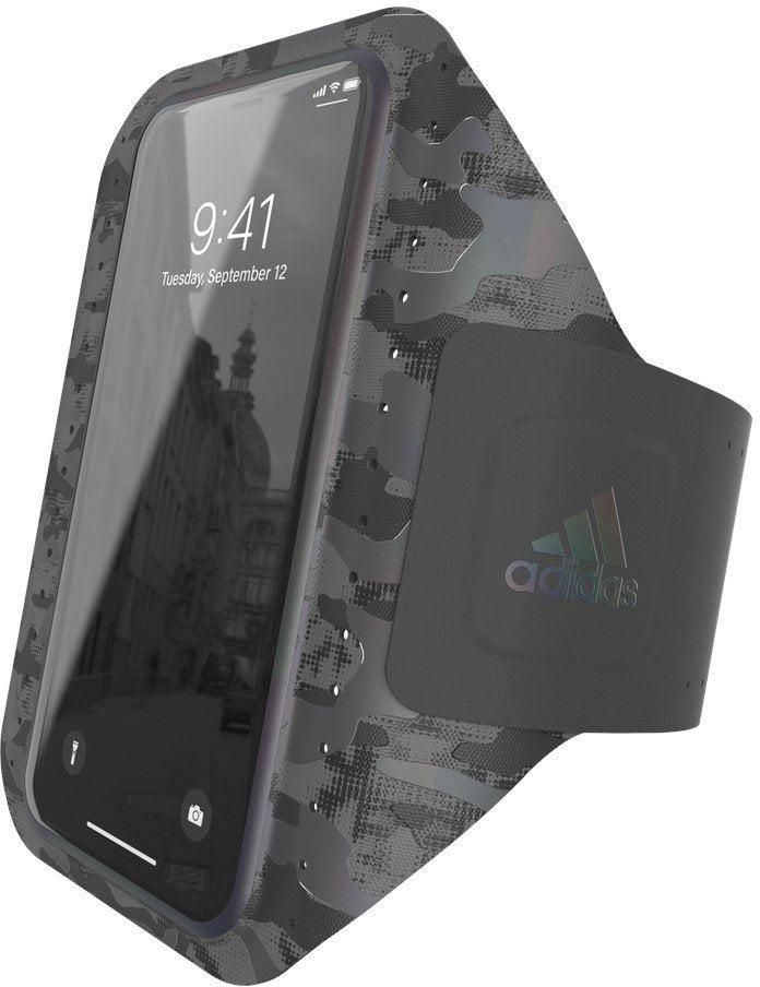 Adidas Originals Universal Sports Armband (S) Phone Holder - Touchscreen Compatible, Adjustable Strap, Reflective Denim print, 3x pockets including a key pocket, Fits up to 5.5" Phone - Black
