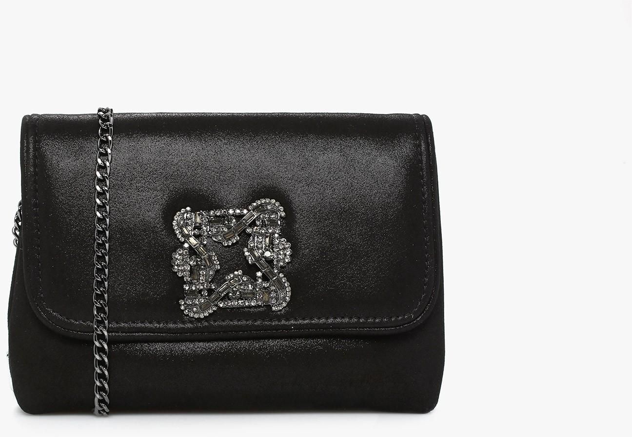 Black Mini Brooch Shoulder Bag