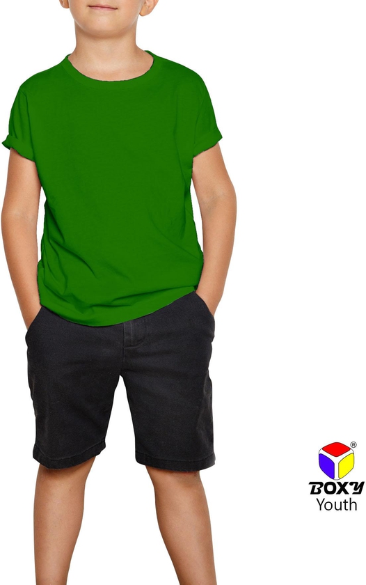Boxy Youth Microfiber Round Neck T-shirt - 5 Sizes (Irish Green)