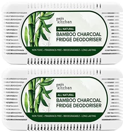 Joejis Fridge Deodoriser - Last for 12 months, Premium Unscented Bamboo Charcoal fridge freshener - Effective fridge odour eliminator (2 pack)