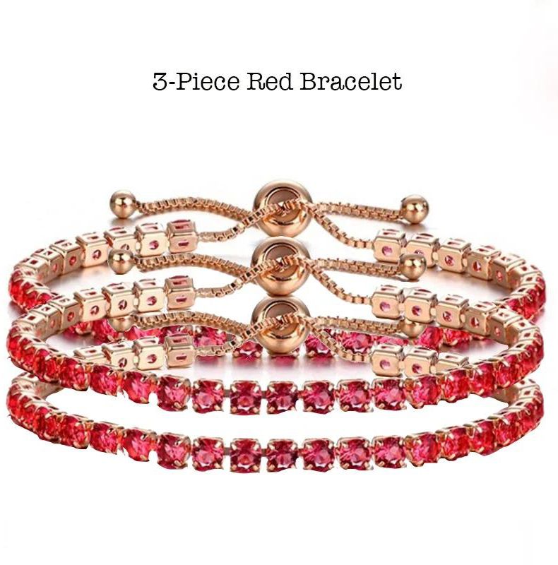 3-piece Crystal bracelet Slightly luxurious inlaid zircon bracelet Women's adjustable length fashion bracelet