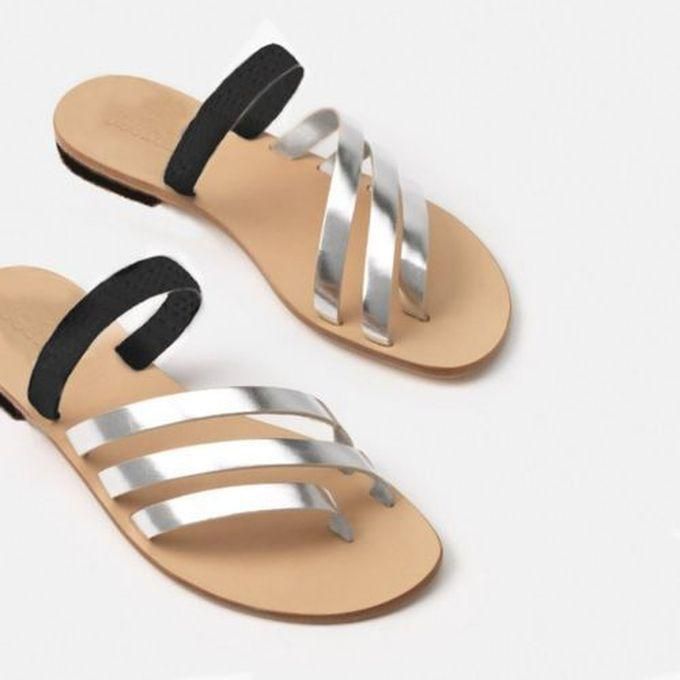 The Capriana Silver And Black Ladies Sandals Slippers