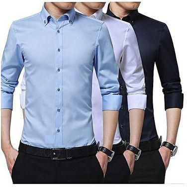 Generic Turkey 3 pack Black ,White,Sky Blue - Slim Fit Formal Dress Shirt Long Sleeve Official Button down 100% Cotton