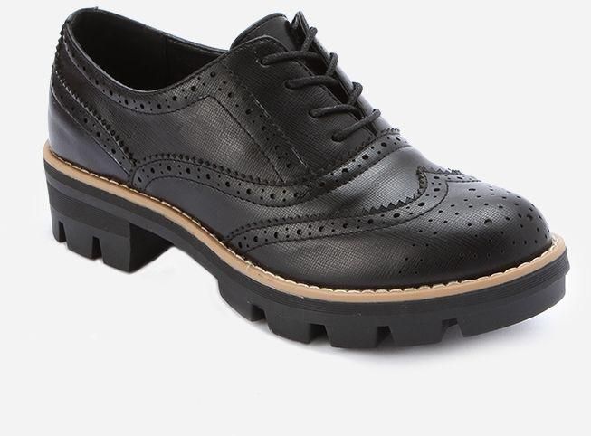 Shoe Room Leather Oxford Shoes - Black