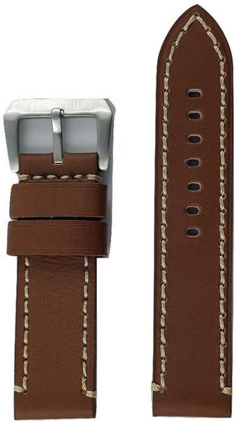 LOUIS ARDEN Watch Leather Strap Thick For Panerai (Brown/Yellow)