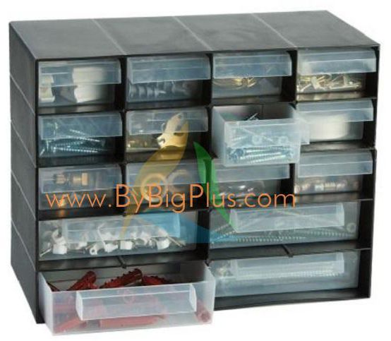 Bybigplus PP 16 Drawer Unit Transparent Drawers (Black)