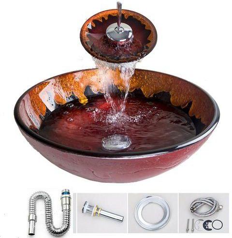 San George Design Glass Wash Basin With Mixer Cold & Hot