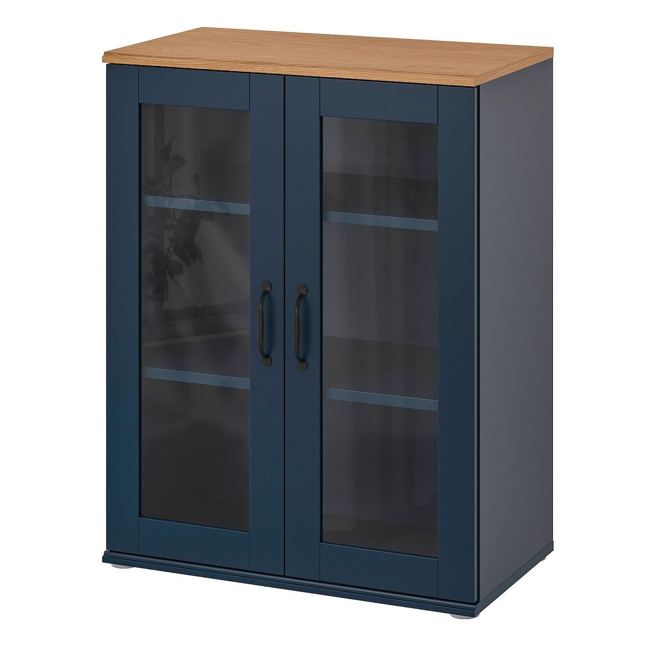 SKRUVBY خزانة مع أبواب زجاجية - أسود-أزرق ‎70x90 سم‏