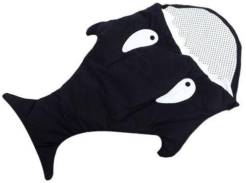 Generic Warm Winter Sweet Cartoon Shark Babies Sleep Bag Thick Infant Blanket BLACK