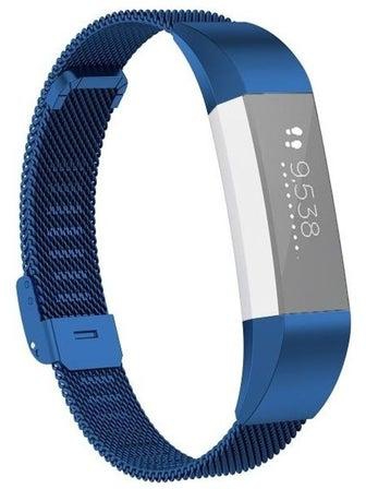 Watch Button Mesh Metal Replacement Strap Watchband For Fitbit Alta/Alta HR/ACE Size:S Dark Blue