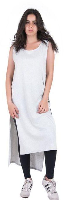Solo Side Slits Solid Top - Snow Grey