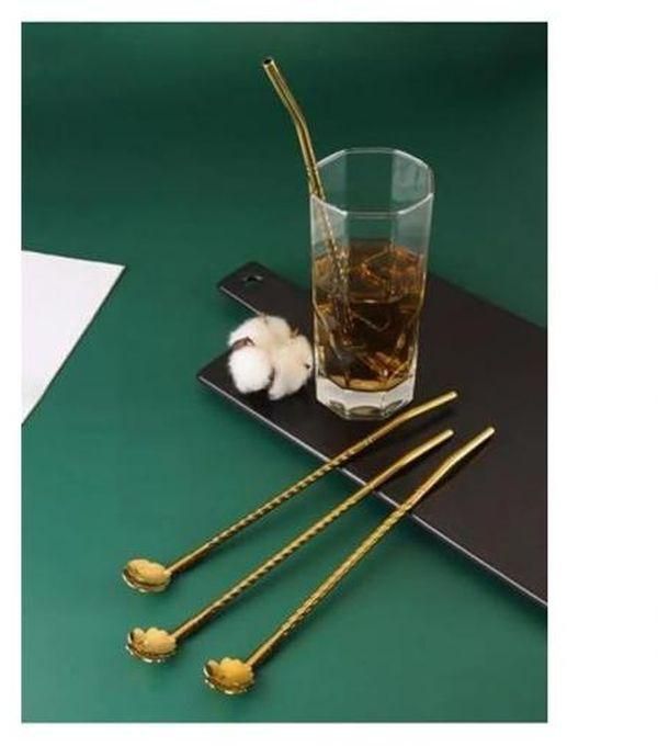 Set Of 6-piece Cocktail Spoons + Cleaning Brush.