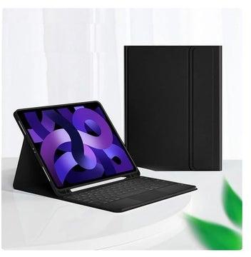 Keyboard Case Flip Stand for iPad Pro 11-10.9 Inch (2022/2021/2020) With Touch pad Arabic and English Bluetooth keyboard Smart Trackpad Detachable with Pencil Holder iPad cover (Black)
