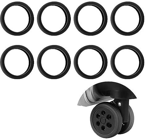 Adorila 8 Pack Luggage Suitcase Wheels Cover, Silicone Heavy Duty Covers for Caster Wheels, Luggage Wheels Cover for Desk Protectors (Black)