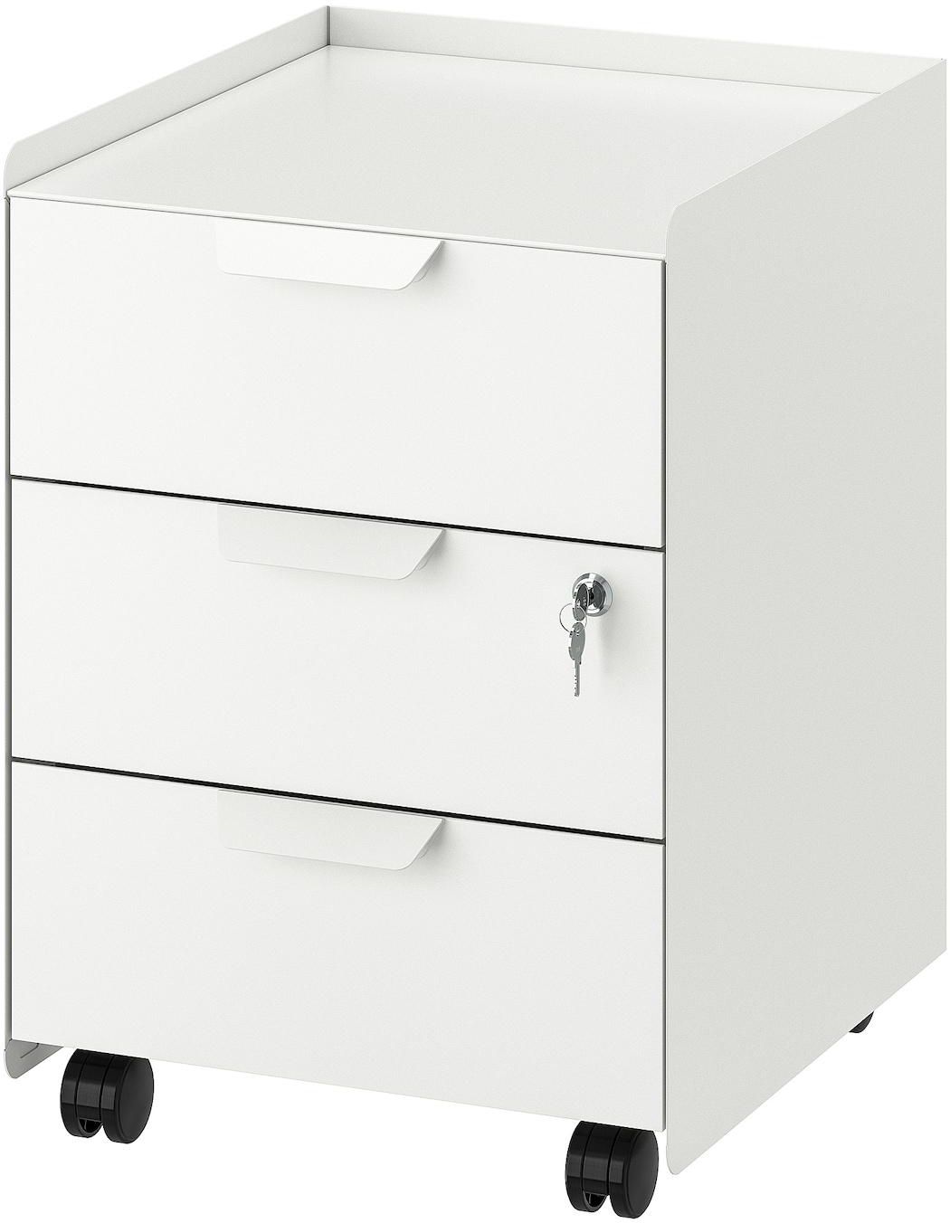 TROTTEN Drawer unit w 3 drawers on castors - white