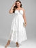 Plus Size Lace and Chiffon Ruffled Crisscross Maxi Sleeveless Wedding Dress - M | Us 10
