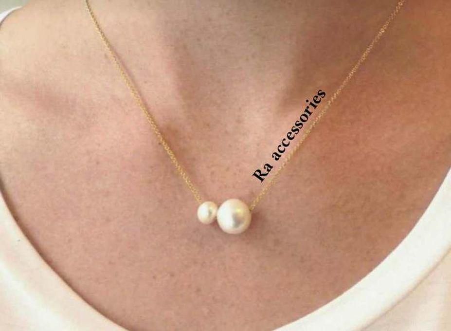 RA accessories Women's Golden Chain With Off-White Pearls