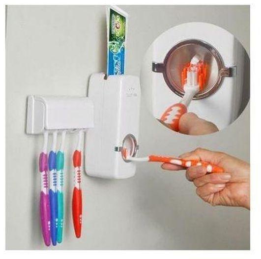 Automatic Toothpaste Dispenser And 5 Toothbrush Holder Set