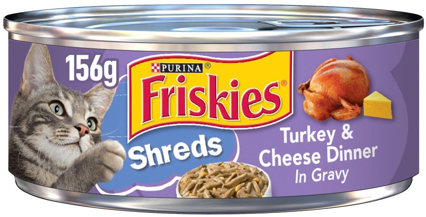 Purina Friskies Savory Shreds Wet Cat Food Turkey And Cheese 156g