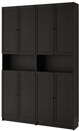 Billy Oxberg Bookcase W Height Extension Ut Drs Black Brown