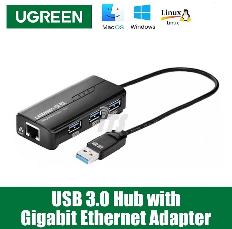 UGREEN USB 3.0 Hub with Gigabit Ethernet Adapter (20265)
