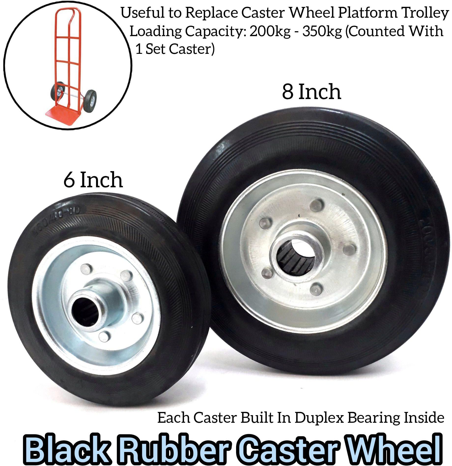 6Inch or 8inch Swivel Black Rubber Wheel Caster for Trolley Wheel