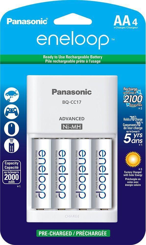 Panasonic Advanced Individual Battery Charger with 4 eneloop AA 2100 Cycle Rechargeable Batteries