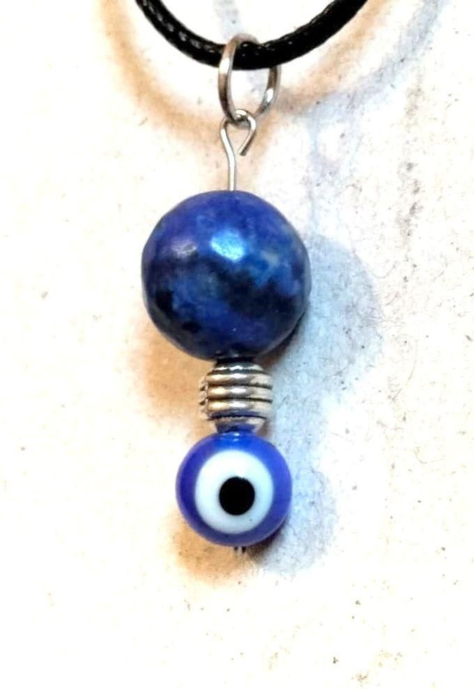 Sherif Gemstones Natural Blue Lapis Stone Healing Handmade Pendant Necklace Unisex