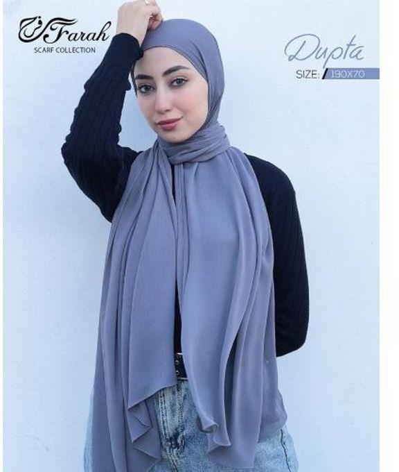 Farah Dubetta Chiffon Hijab Scarf - Solid Colors, 190 Cm - Wild Blue Yonder