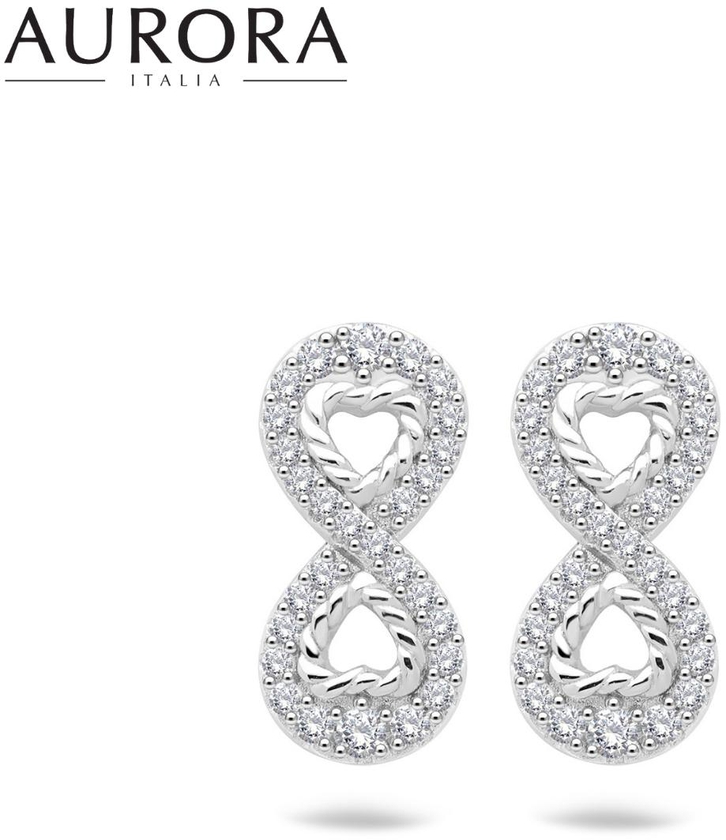 Auroses Infinity Love Earrings 925 Sterling Silver 18K White Gold Plated